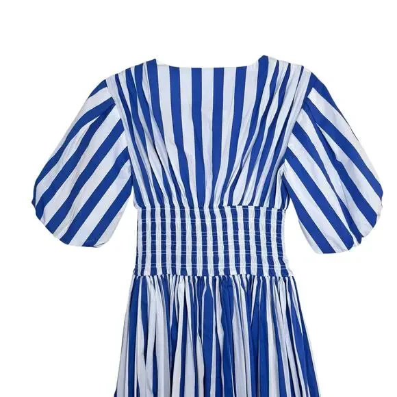NEW AYR Extra Extra Maxi Dress Marais Blue Regatta Stripe Size XS Puff Sleeve - Picture 4 of 6